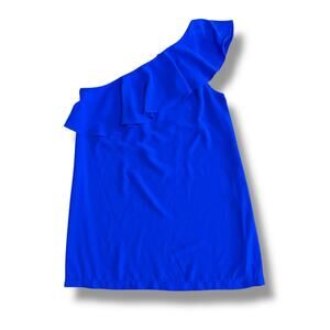 Sugar Lips Cobalt Blue One Shoulder Ruffle Mini Dress Size Large Party Cocktail